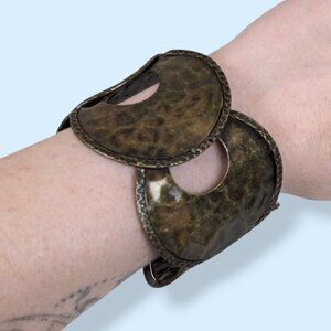 V. Wide Hammered Cuff Bracelet
